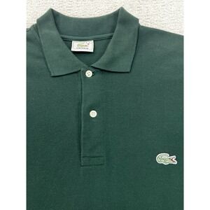 Lacoste Polo Shirt Mens L Green Short Sleeve Made in France Devanlay Vintage EUC